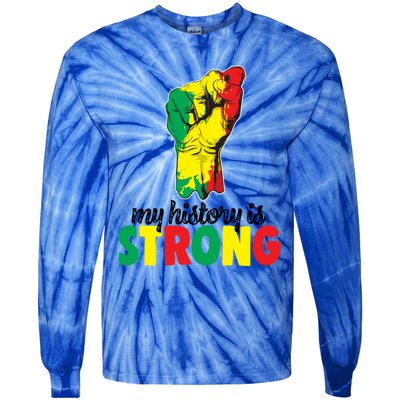 My History Is Strong Junetheen Black History Power African Gift Tie-Dye Long Sleeve Shirt