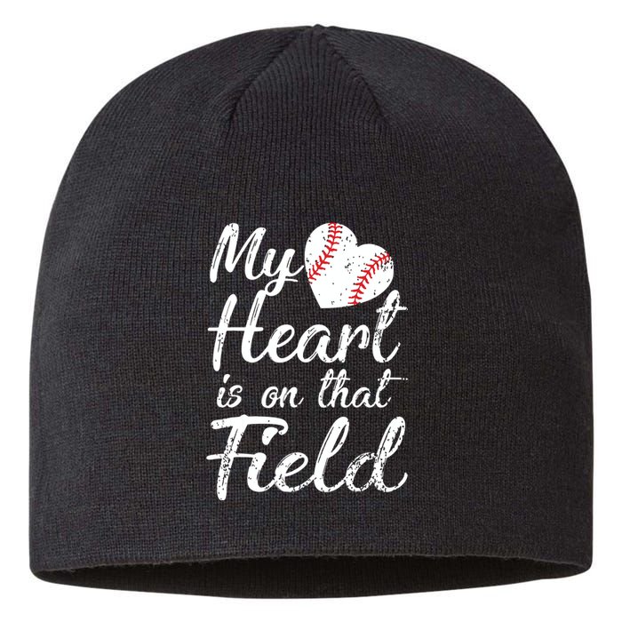 My Heart Is On That Field Tee Baseball Softball Mom Gifts Sustainable Beanie