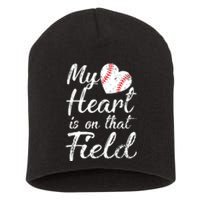 My Heart Is On That Field Tee Baseball Softball Mom Gifts Short Acrylic Beanie