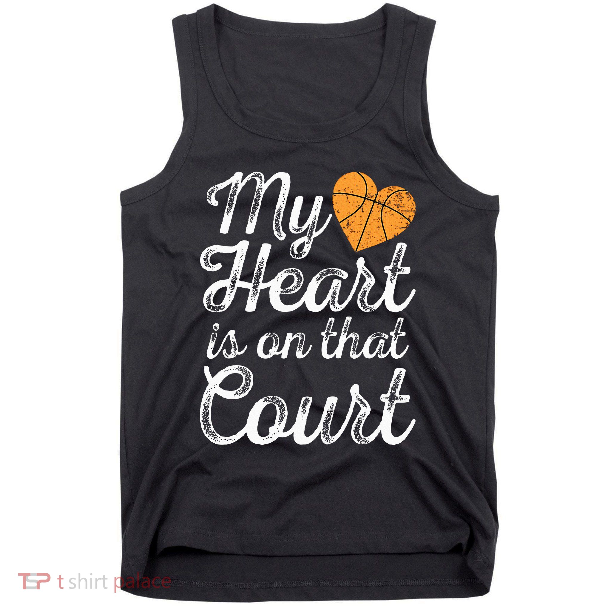My Heart Is On That Court Women Basketball Mom Tank Top