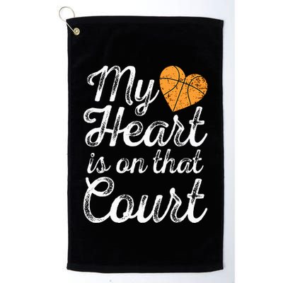 My Heart Is On That Court Women Basketball Mom Golf Towel