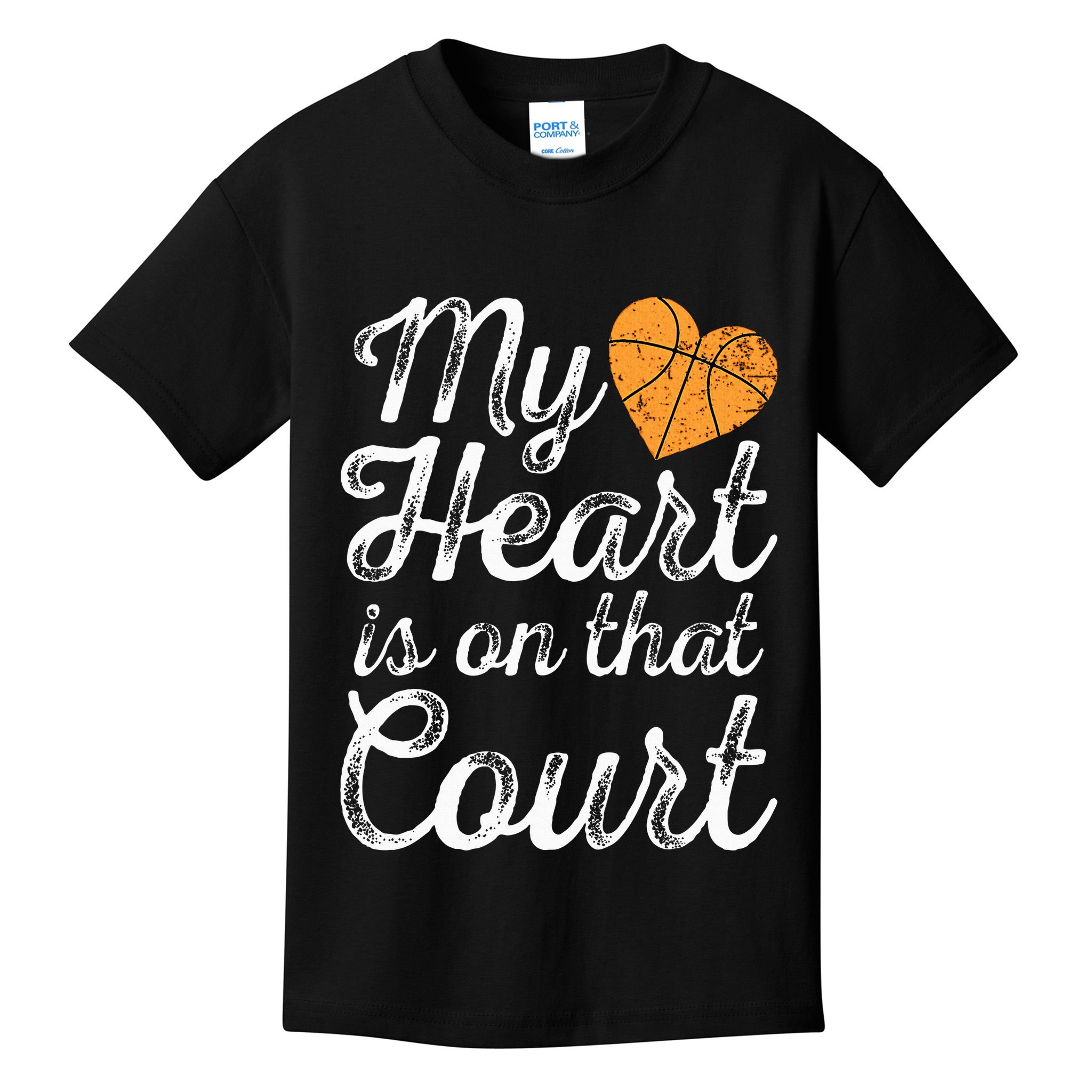 My Heart Is On That Court Women Basketball Mom Kids T-Shirt