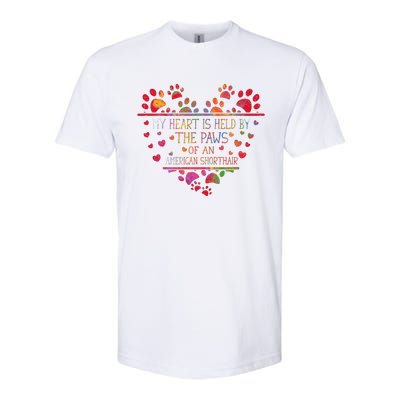 My Heart Is Held By The Paws Of An American Shorthair Cat Softstyle CVC T-Shirt