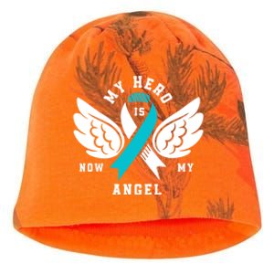 My Hero Is Now My Angel Cervical Cancer Awareness Gift Kati - Camo Knit Beanie