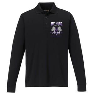 My Hero Is Now My Angel Multiple System Atrophy Advocate Great Gift Performance Long Sleeve Polo