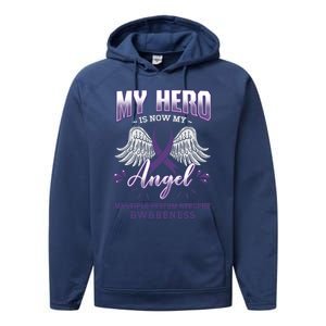 My Hero Is Now My Angel Multiple System Atrophy Advocate Great Gift Performance Fleece Hoodie