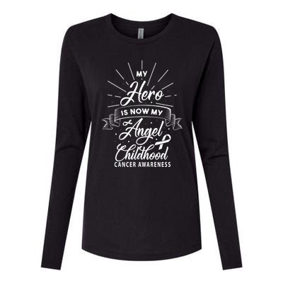 My Hero Is Now My Angel Hood Cancer Awareness Funny Gift Womens Cotton Relaxed Long Sleeve T-Shirt