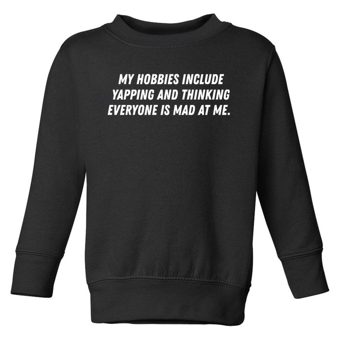 My Hobbies Include Yapping And Thinking Everyone Is Mad At Me Toddler Sweatshirt