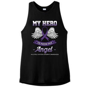 My Hero Is Now My Angel Multiple System Atrophy Disorder Gift Ladies PosiCharge Tri-Blend Wicking Tank