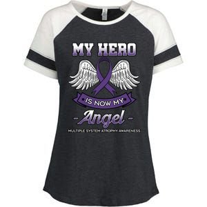 My Hero Is Now My Angel Multiple System Atrophy Disorder Gift Enza Ladies Jersey Colorblock Tee