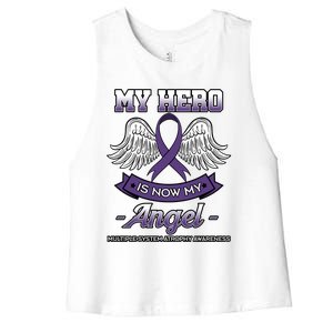 My Hero Is Now My Angel Multiple System Atrophy Disorder Gift Women's Racerback Cropped Tank