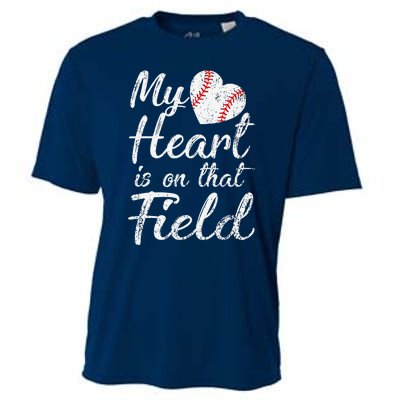 My Heart Is On That Field Baseball Softball Mom Gifts Cooling Performance Crew T-Shirt