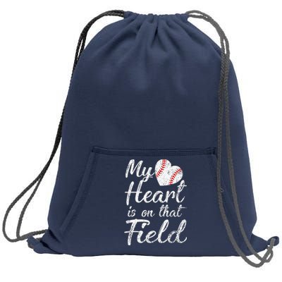 My Heart Is On That Field Baseball Softball Mom Gifts Sweatshirt Cinch Pack Bag