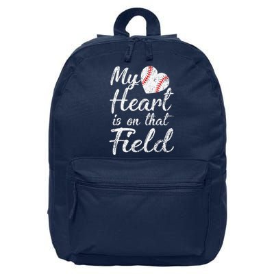 My Heart Is On That Field Baseball Softball Mom Gifts 16 in Basic Backpack