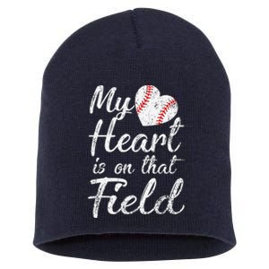 My Heart Is On That Field Baseball Softball Mom Gifts Short Acrylic Beanie