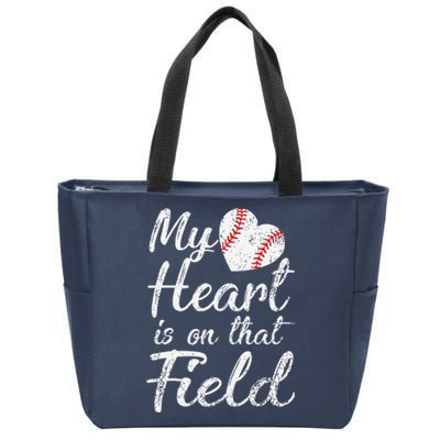 My Heart Is On That Field Baseball Softball Mom Gifts Zip Tote Bag