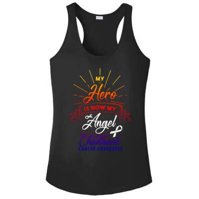 My Hero Is Now My Angel Hood Cancer Awareness Funny Gift Great Gift Ladies PosiCharge Competitor Racerback Tank