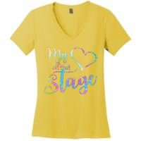 My Heart Is On That Stage For Dance Mom Women's V-Neck T-Shirt