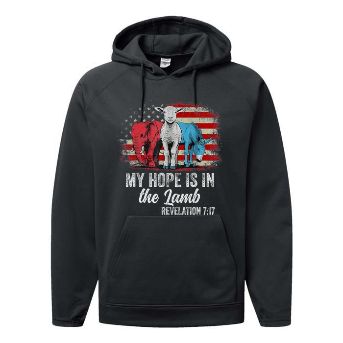 My Hope Is In The Lamb Scripture Elephant Donkey Us Flag Performance Fleece Hoodie