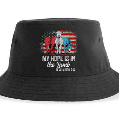 My Hope Is In The Lamb Scripture Elephant Donkey Us Flag Sustainable Bucket Hat