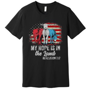 My Hope Is In The Lamb Scripture Elephant Donkey Us Flag Premium T-Shirt