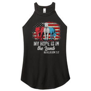 My Hope Is In The Lamb Scripture Elephant Donkey Us Flag Women's Perfect Tri Rocker Tank