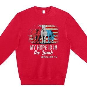 My Hope Is In The Lamb Scripture Elephant Donkey Us Flag Premium Crewneck Sweatshirt