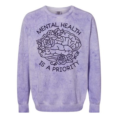 Mental Health Is A Priority Colorblast Crewneck Sweatshirt