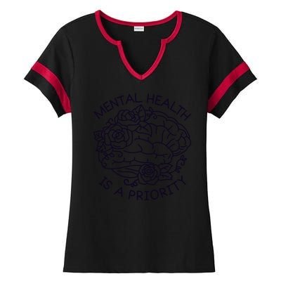 Mental Health Is A Priority Ladies Halftime Notch Neck Tee