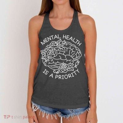 Mental Health Is A Priority Women's Knotted Racerback Tank