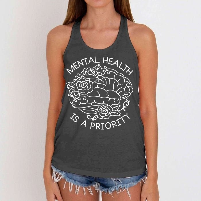 Mental Health Is A Priority Women's Knotted Racerback Tank