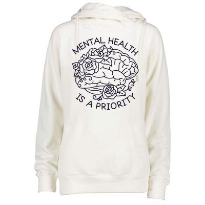 Mental Health Is A Priority Womens Funnel Neck Pullover Hood