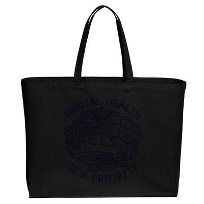 Mental Health Is A Priority Cotton Canvas Jumbo Tote