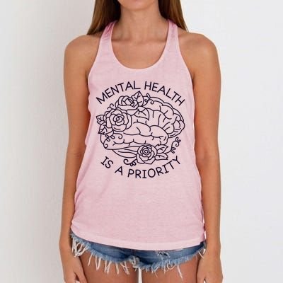 Mental Health Is A Priority Women's Knotted Racerback Tank