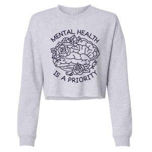 Mental Health Is A Priority Cropped Pullover Crew