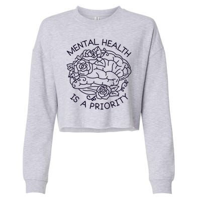 Mental Health Is A Priority Cropped Pullover Crew