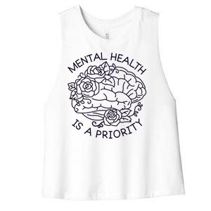 Mental Health Is A Priority Women's Racerback Cropped Tank