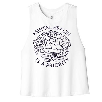 Mental Health Is A Priority Women's Racerback Cropped Tank