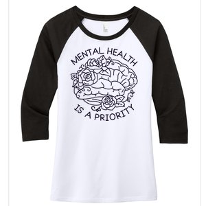 Mental Health Is A Priority Women's Tri-Blend 3/4-Sleeve Raglan Shirt