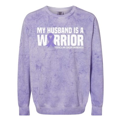 My Husband Is A Warrior Testicular Cancer Awareness Colorblast Crewneck Sweatshirt