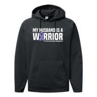 My Husband Is A Warrior Testicular Cancer Awareness Performance Fleece Hoodie