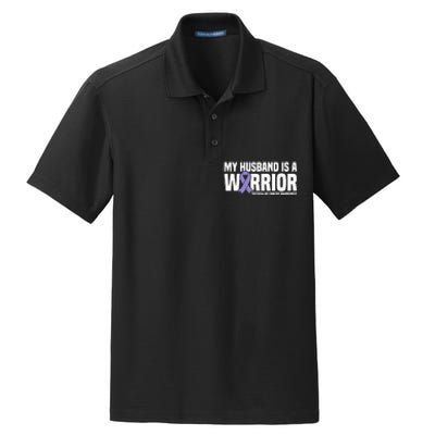 My Husband Is A Warrior Testicular Cancer Awareness Dry Zone Grid Polo