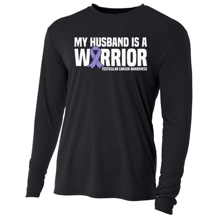 My Husband Is A Warrior Testicular Cancer Awareness Cooling Performance Long Sleeve Crew