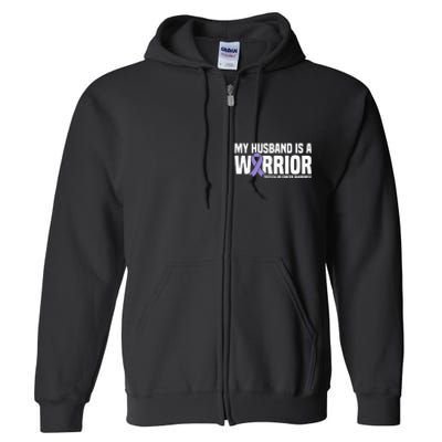 My Husband Is A Warrior Testicular Cancer Awareness Full Zip Hoodie