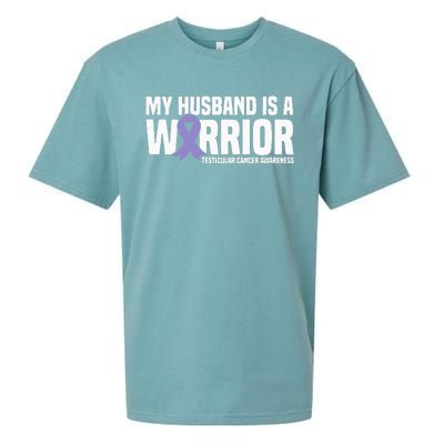 My Husband Is A Warrior Testicular Cancer Awareness Sueded Cloud Jersey T-Shirt