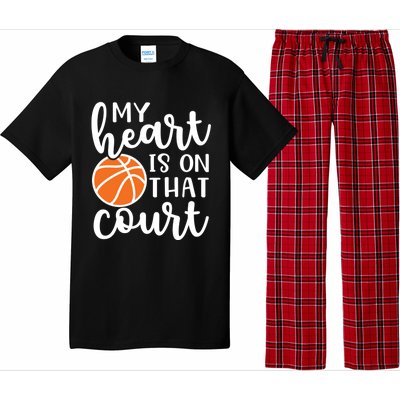 My Heart Is On That Court Mom Basketball Cute Funny Meaningful Gift Pajama Set