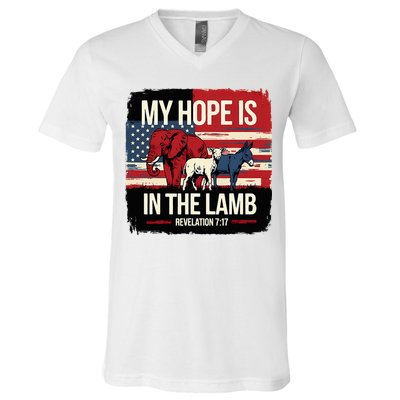 My Hope Is In The Lamb Jesus 2024 Election V-Neck T-Shirt