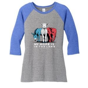 My Hope Is In The Lamb Christian Women's Tri-Blend 3/4-Sleeve Raglan Shirt