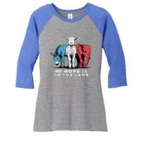 My Hope Is In The Lamb Christian Women's Tri-Blend 3/4-Sleeve Raglan Shirt