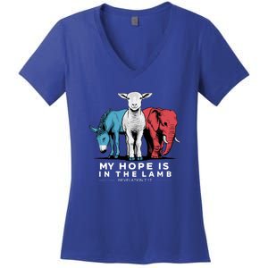 My Hope Is In The Lamb Christian Women's V-Neck T-Shirt